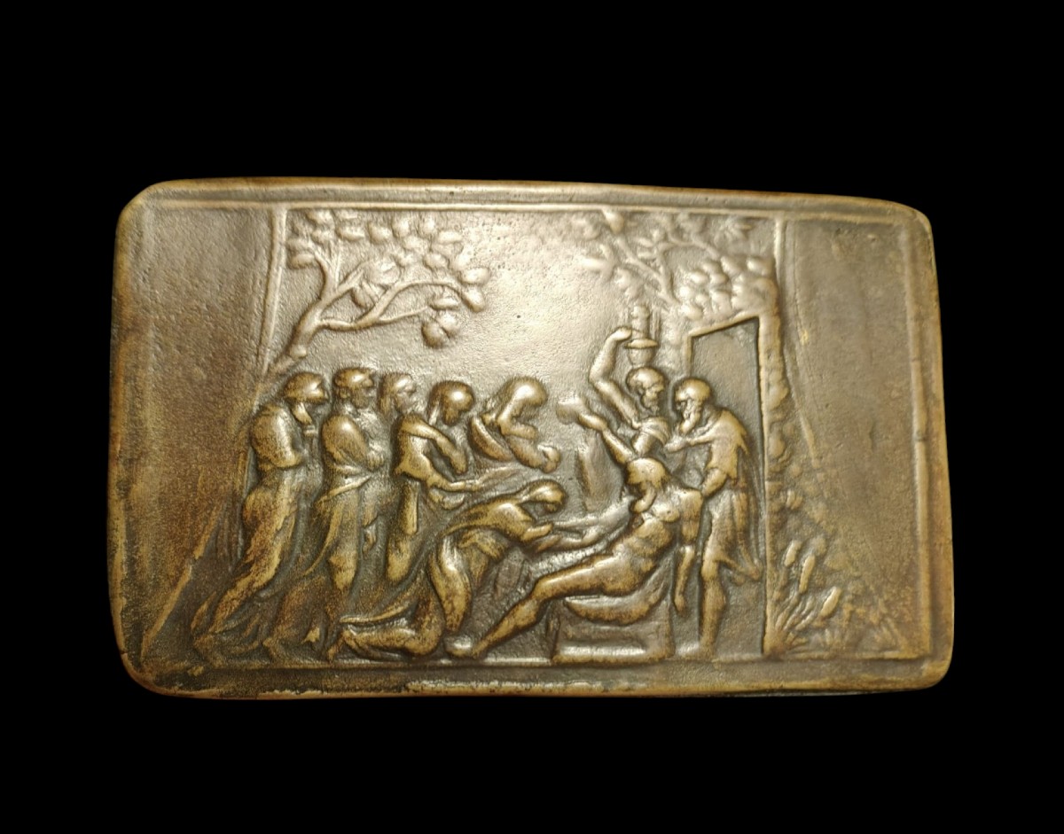 Valerio Belli (1468-1546) placca in bronzo rappresentante la deposizione di Cristo-photo-3