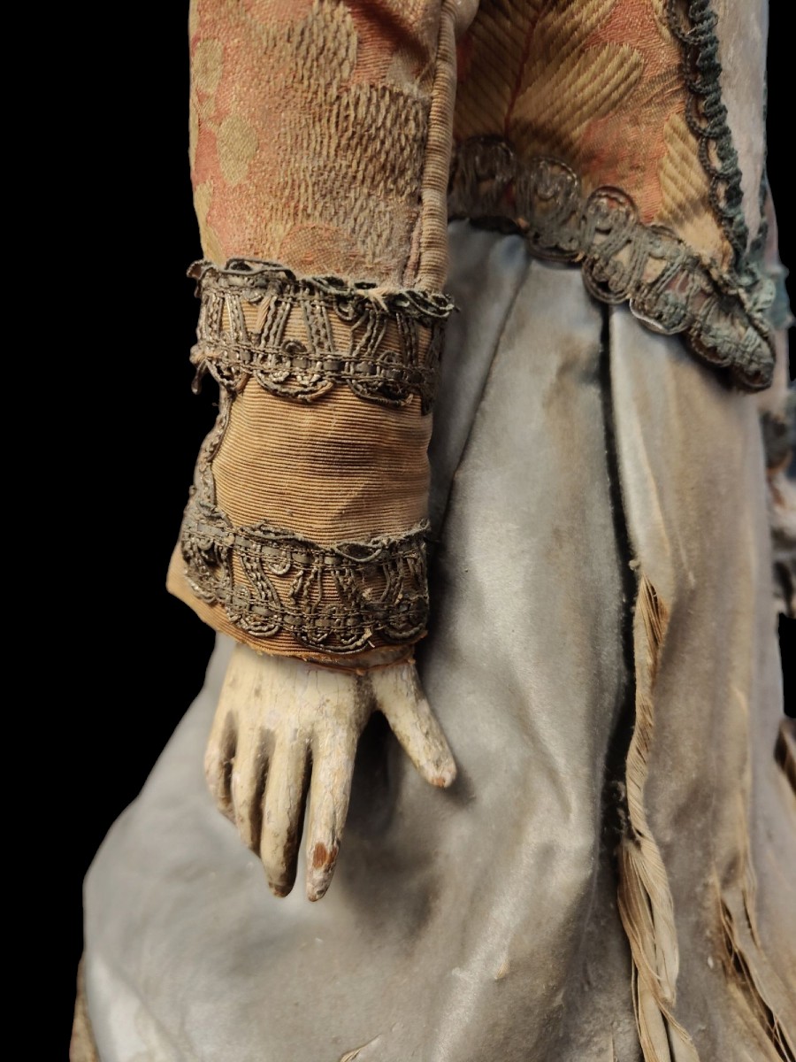 Busto di Manichino in legno dipinto e cartapesta XVIII secolo-photo-2