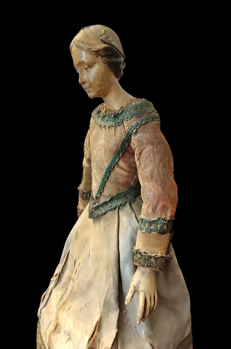 Busto di Manichino in legno dipinto e cartapesta XVIII secolo-photo-7