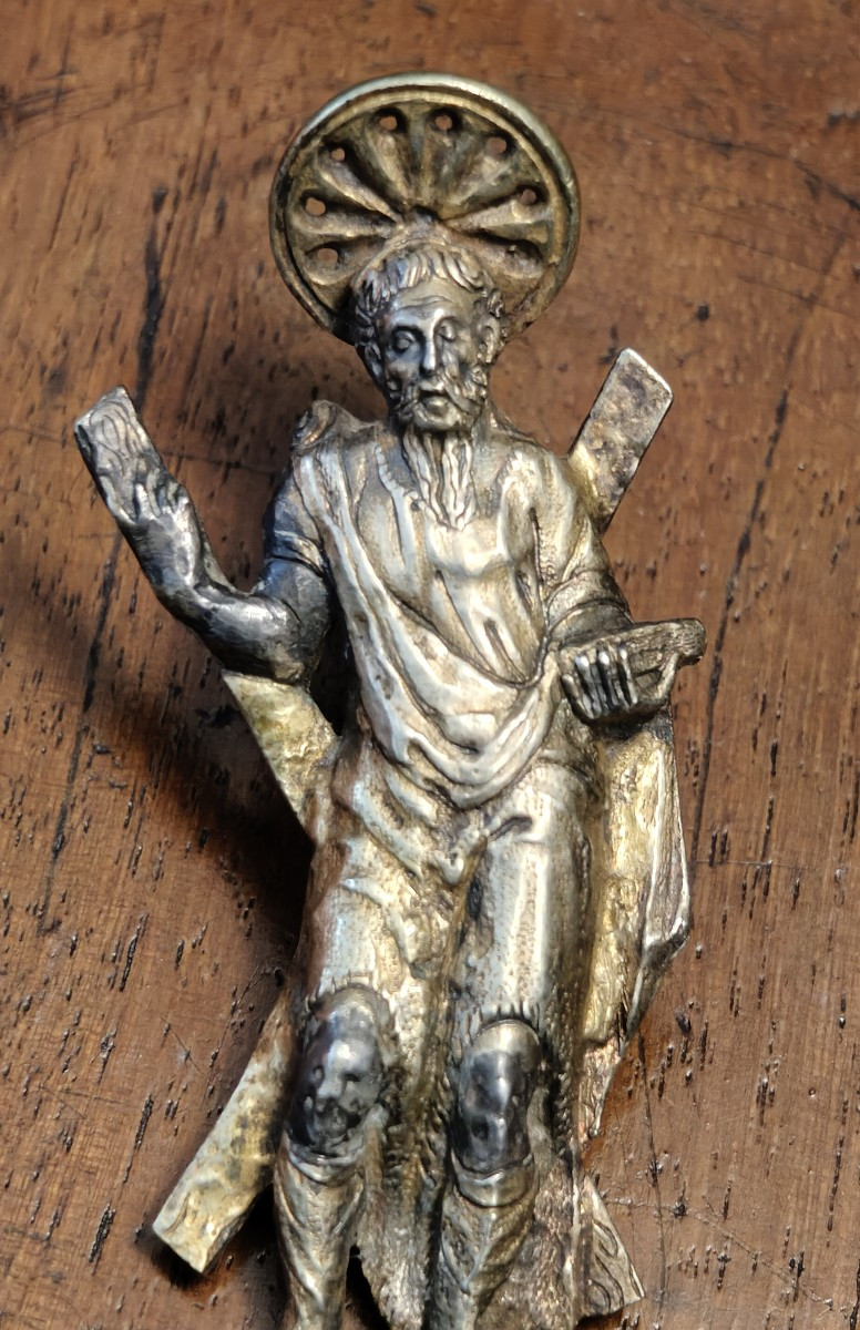 Coppia di rilievi in bronzo dorato rappresentanti apostoli Rinascimento lombardo-photo-1
