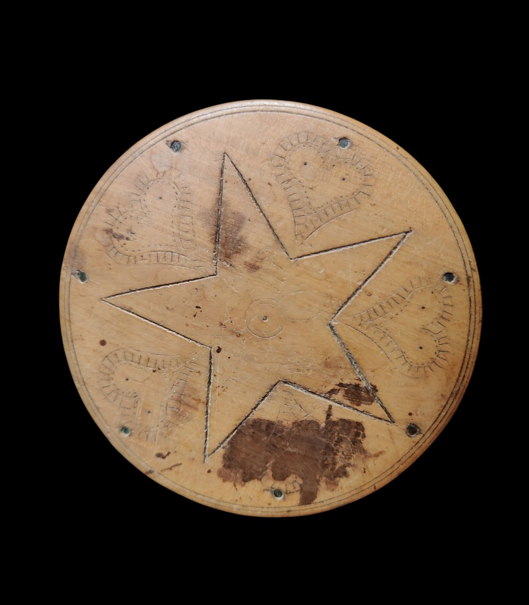 Tabacchiera in legno tornito e corno datata 1834-photo-3