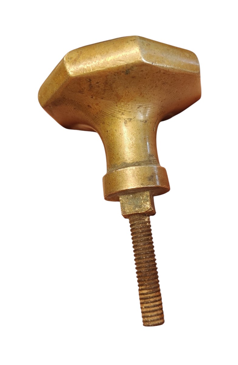 Pomolo ottagonale per portone in bronzo od ottone inizio XIX secolo-photo-3