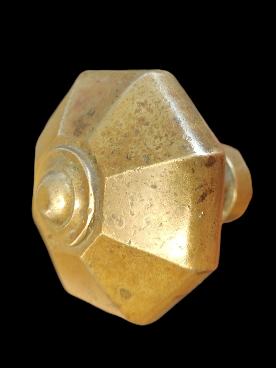 Pomolo ottagonale per portone in bronzo od ottone inizio XIX secolo-photo-1