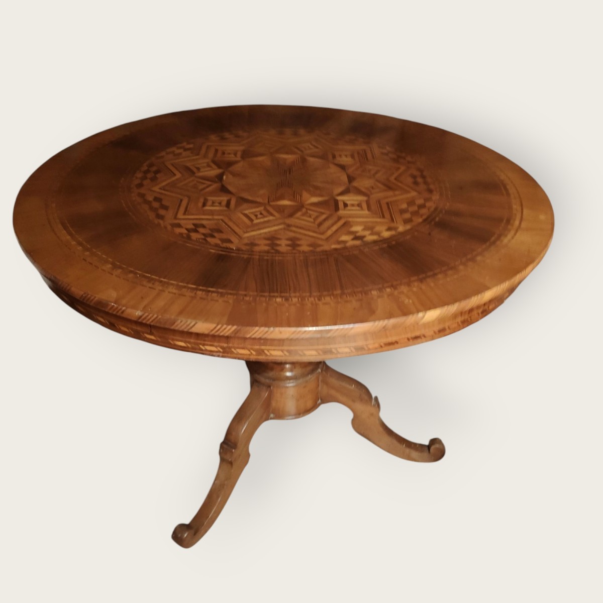 Elegante tavolo rolino intarsiato prima metà XIX secolo-photo-3