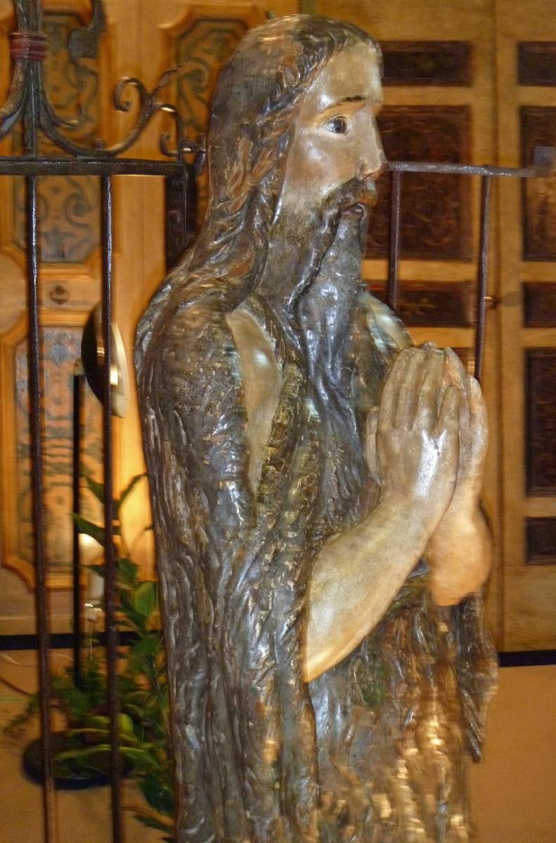 Statua in legno policroma rappresentante Sant'Onofrio XV-XVI secolo-photo-2