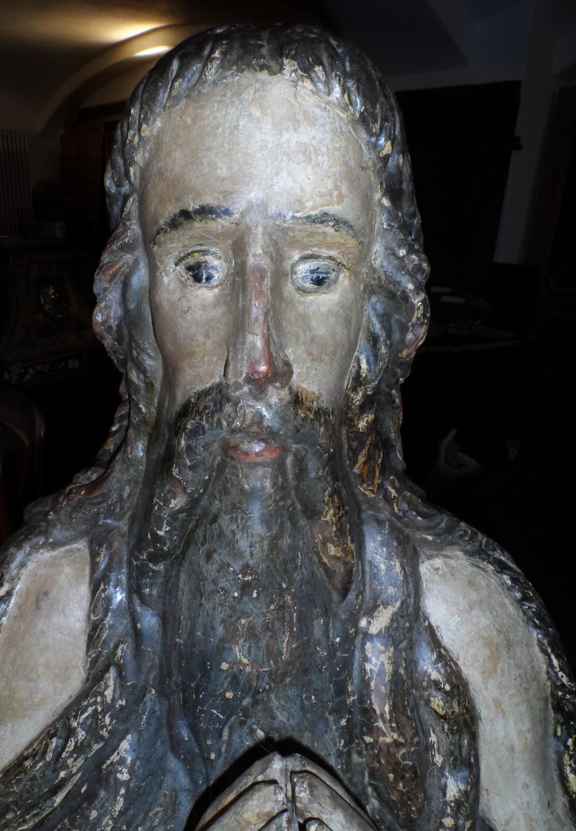 Statua in legno policroma rappresentante Sant'Onofrio XV-XVI secolo-photo-3
