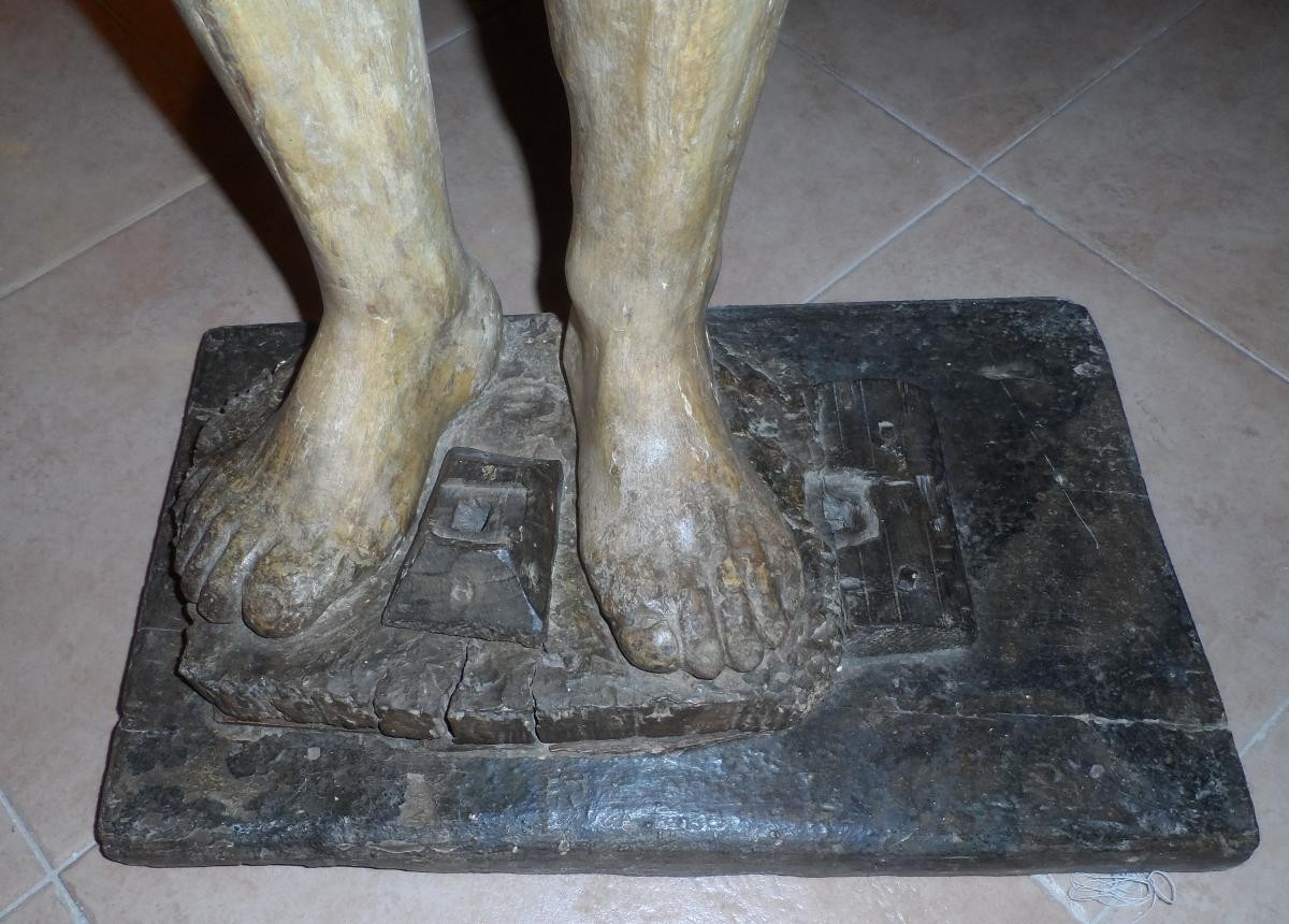 Statua in legno policroma rappresentante Sant'Onofrio XV-XVI secolo-photo-2