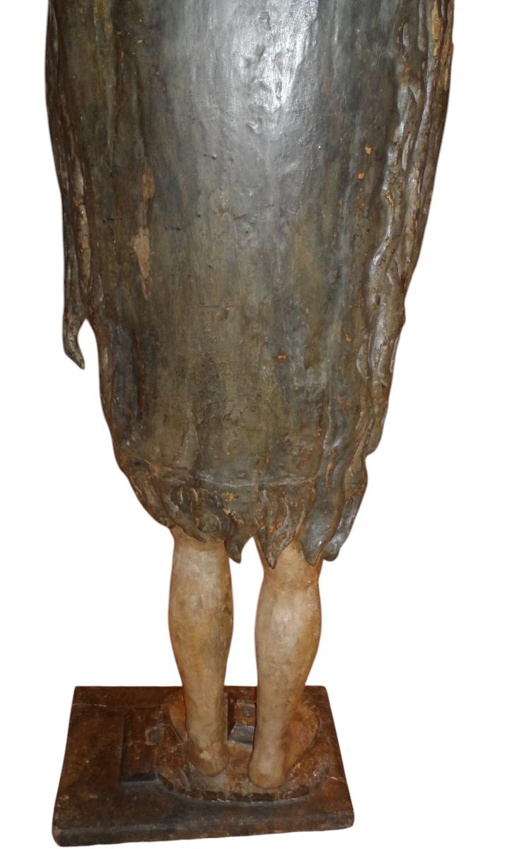 Statua in legno policroma rappresentante Sant'Onofrio XV-XVI secolo-photo-4