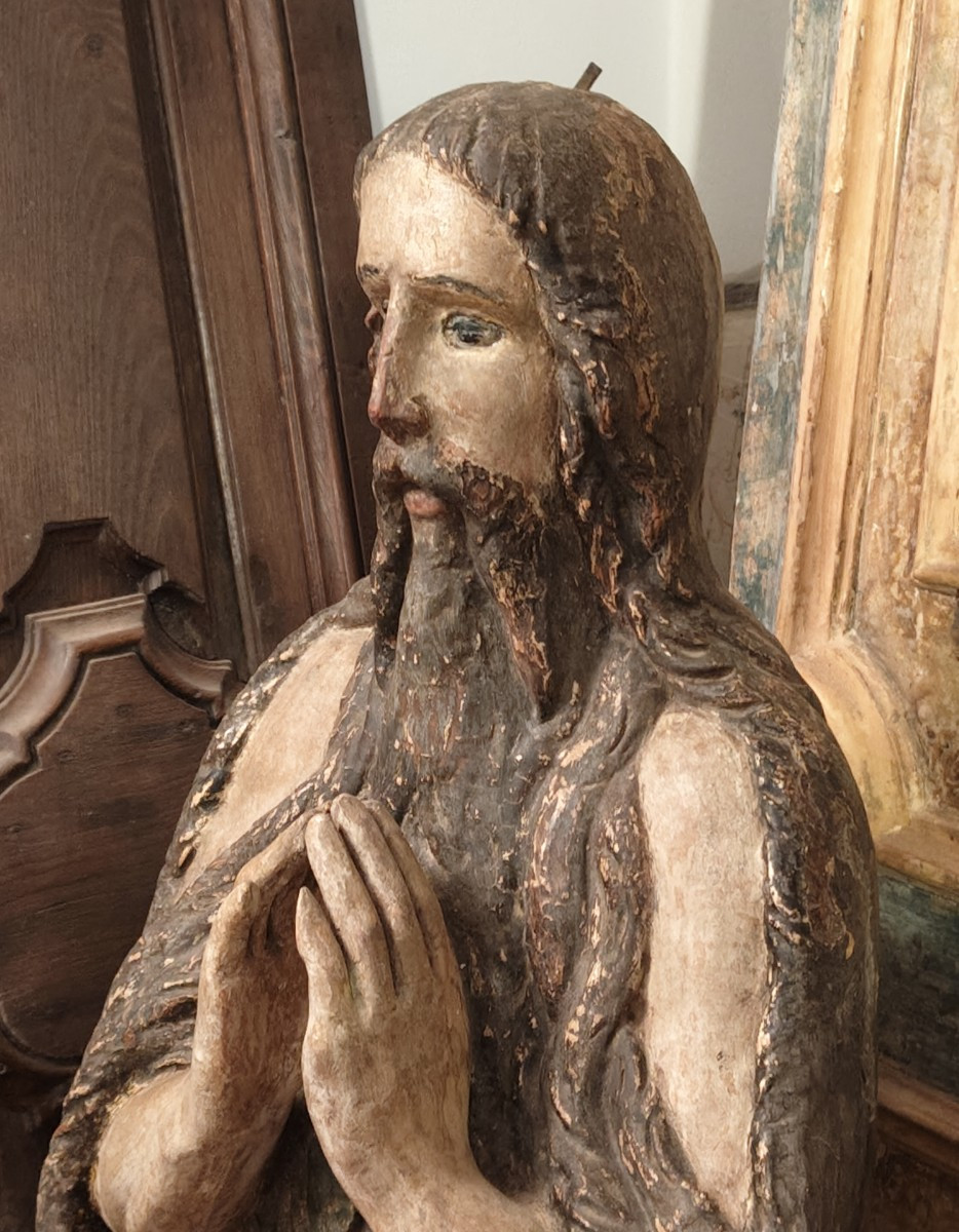 Statua in legno policroma rappresentante Sant'Onofrio XV-XVI secolo-photo-5
