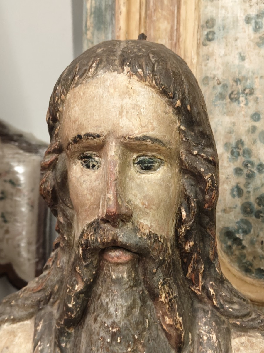 Statua in legno policroma rappresentante Sant'Onofrio XV-XVI secolo-photo-6