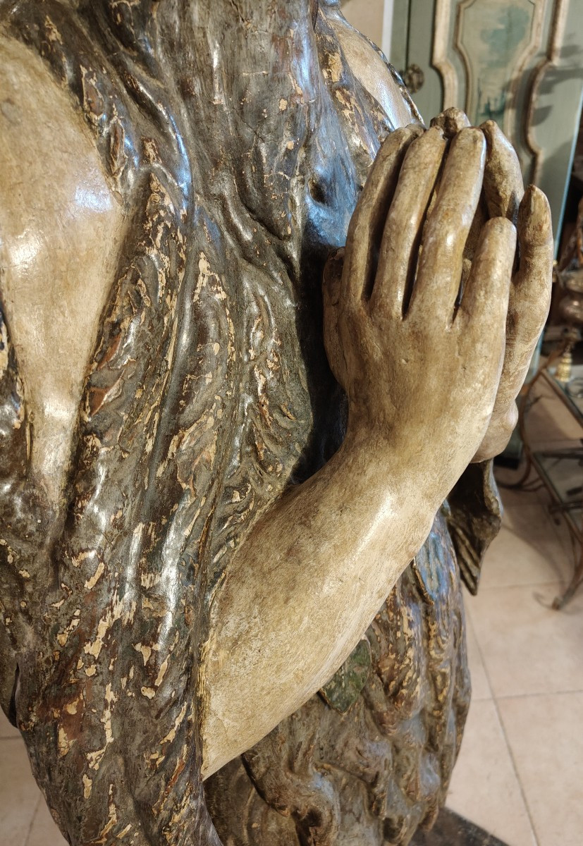 Statua in legno policroma rappresentante Sant'Onofrio XV-XVI secolo-photo-8