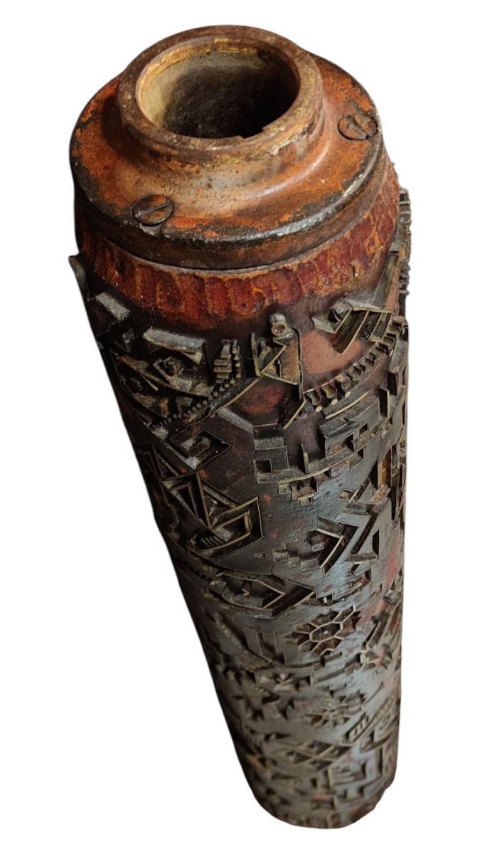 Rullo per la stampa di carta da parati o tappezzerie decorato con motivi art déco.-photo-2