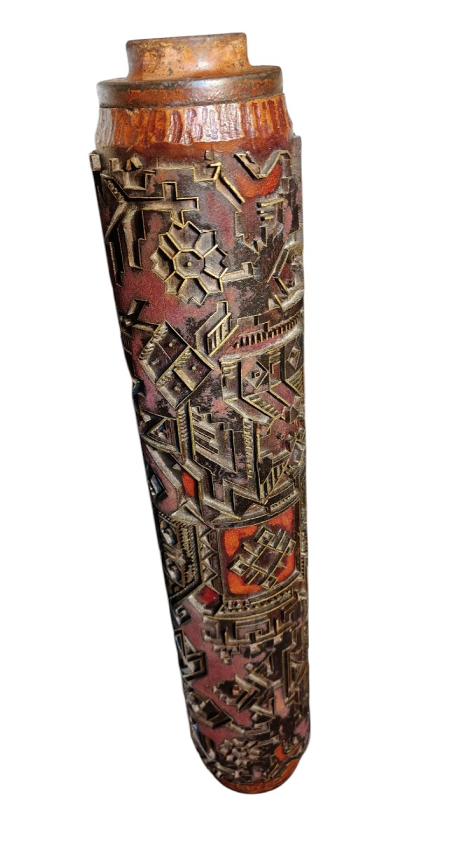 Rullo per la stampa di carta da parati o tappezzerie decorato con motivi art déco.