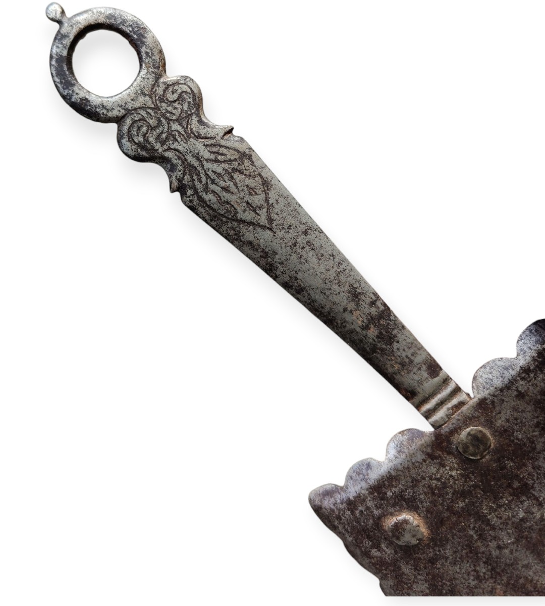 Bel lume a tempo in ferro forgiato ed inciso XVII secolo-photo-4