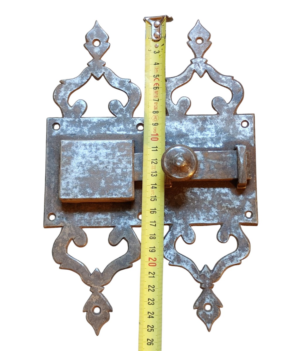 Chiavistello completo in ferro forgiato fine XVIII secolo-photo-3