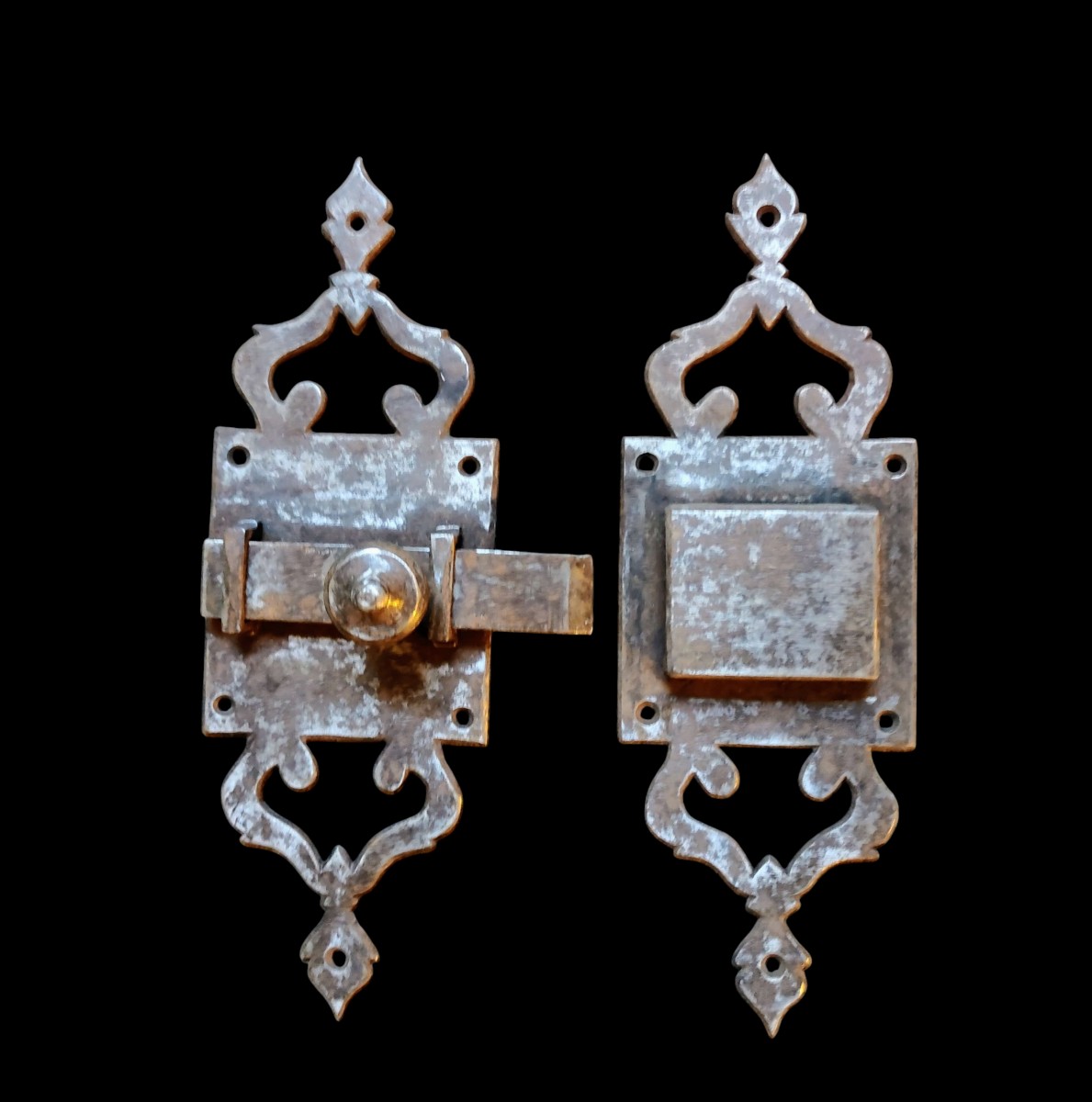 Chiavistello completo in ferro forgiato fine XVIII secolo-photo-3