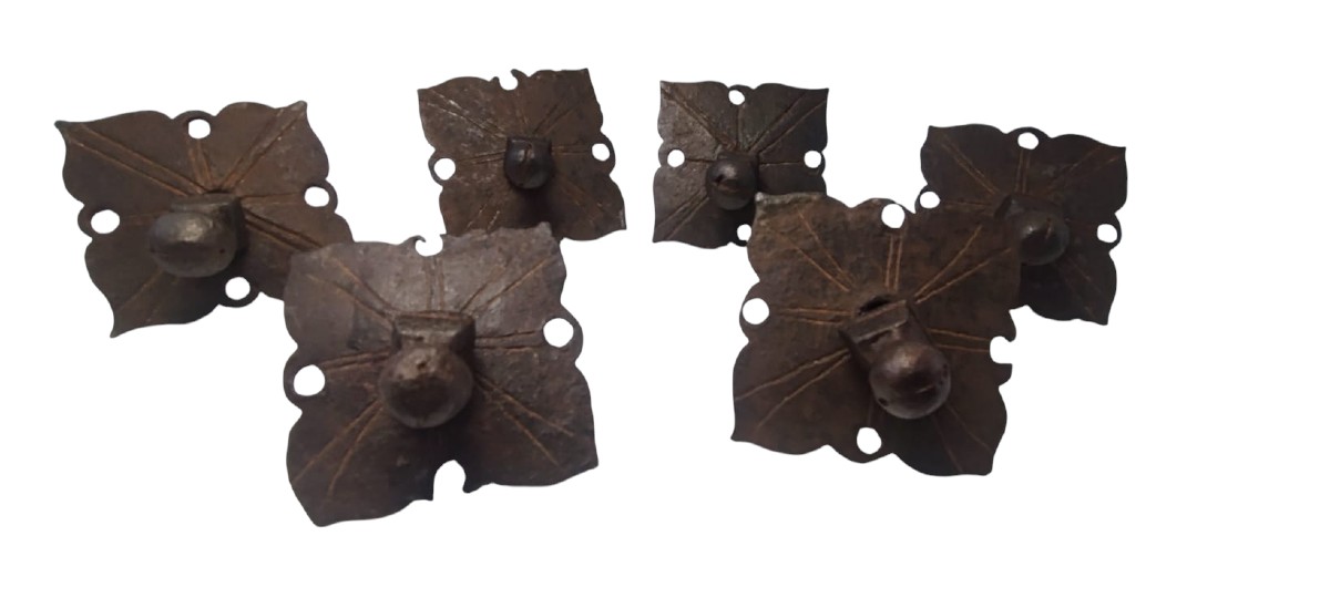 6 Grandi chiodi in ferro forgiato a 2 elementi XVII-XVIII secolo-photo-2