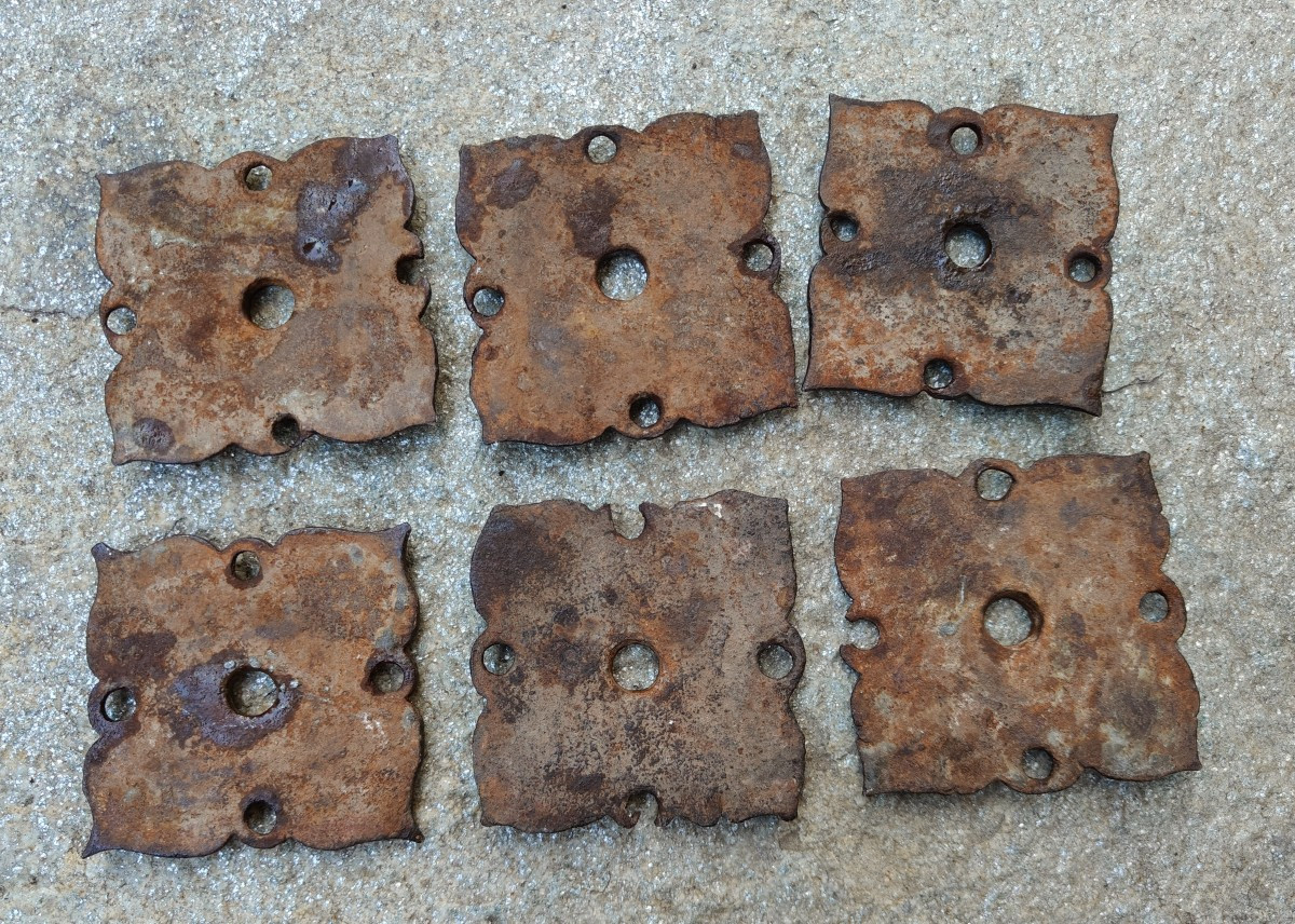 6 Grandi chiodi in ferro forgiato a 2 elementi XVII-XVIII secolo-photo-4