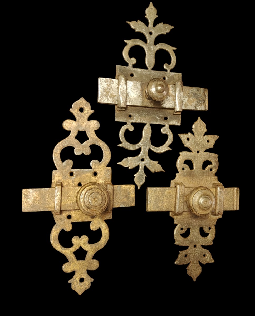 Catenacci in ferro forgiato e traforato fine XVIII secolo-photo-3