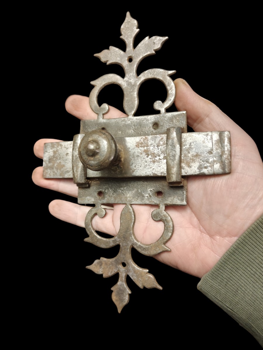 Catenacci in ferro forgiato e traforato fine XVIII secolo-photo-2