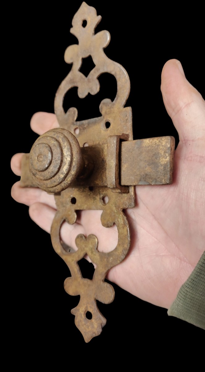 Catenacci in ferro forgiato e traforato fine XVIII secolo-photo-4