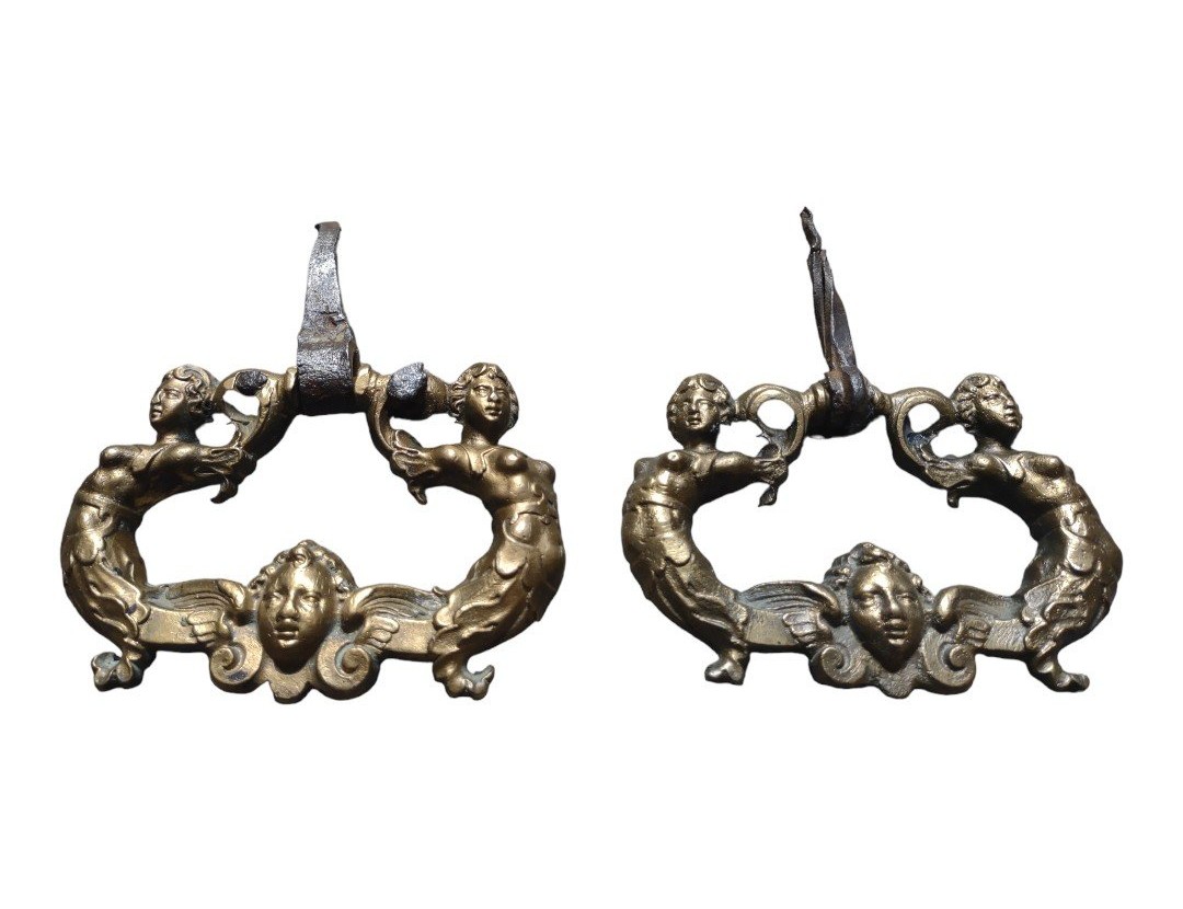 Importante  coppia di maniglie in bronzo XVII secolo-photo-2