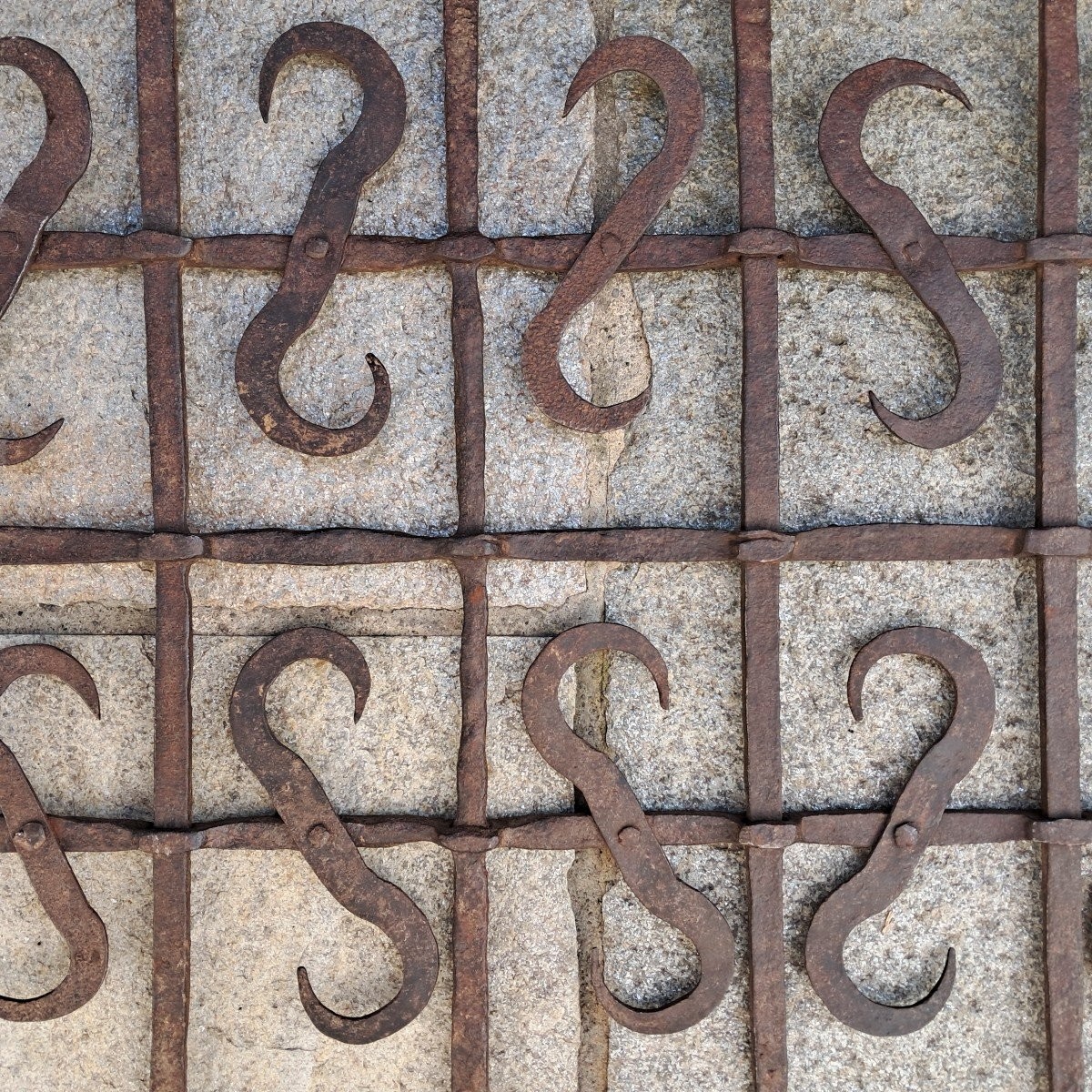 Rara inferriata bergamasca in ferro forgiato alta epoca-photo-3