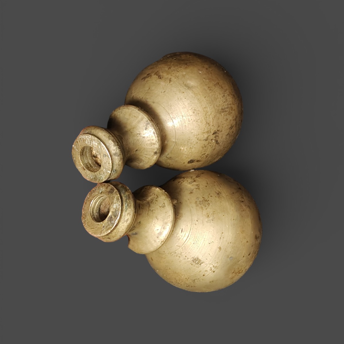 Grossa coppia di pomoli in bronzo Toscana XVII secolo-photo-3