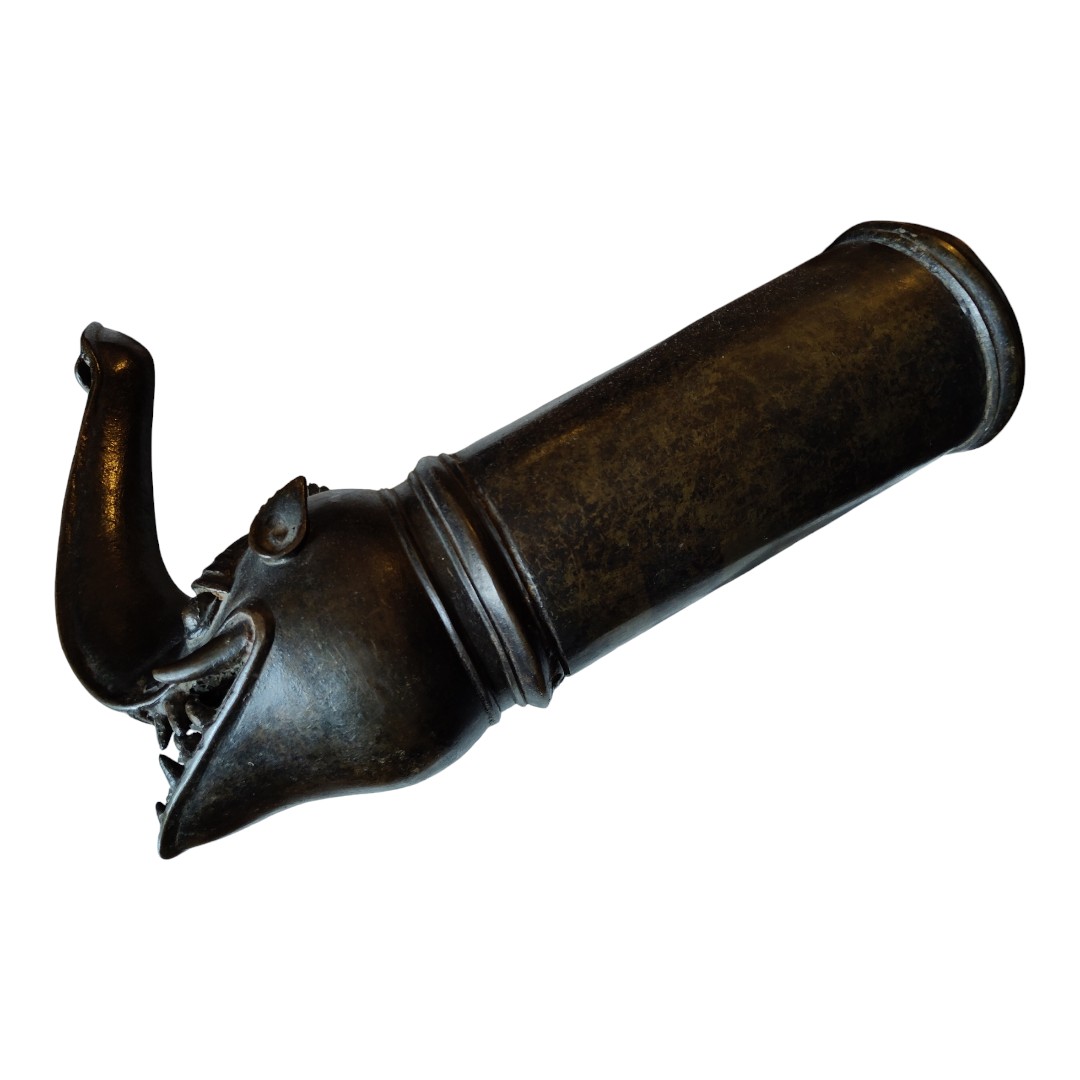 Estremità zoomorfa di una palanchina zoomofra in bronzo India XVIII secolo-photo-4