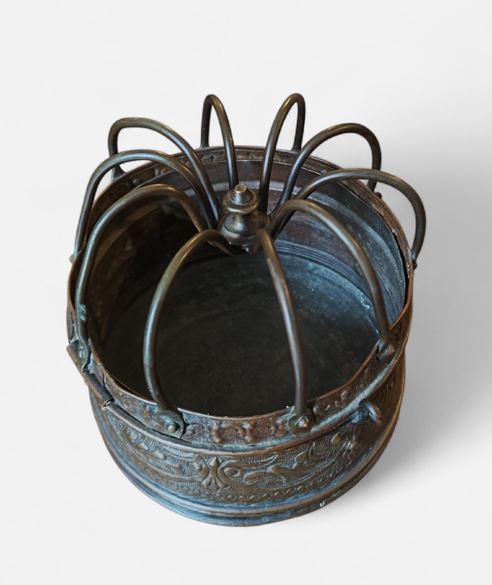 Raffinato scaldino in rame Italia XVIII secolo-photo-2