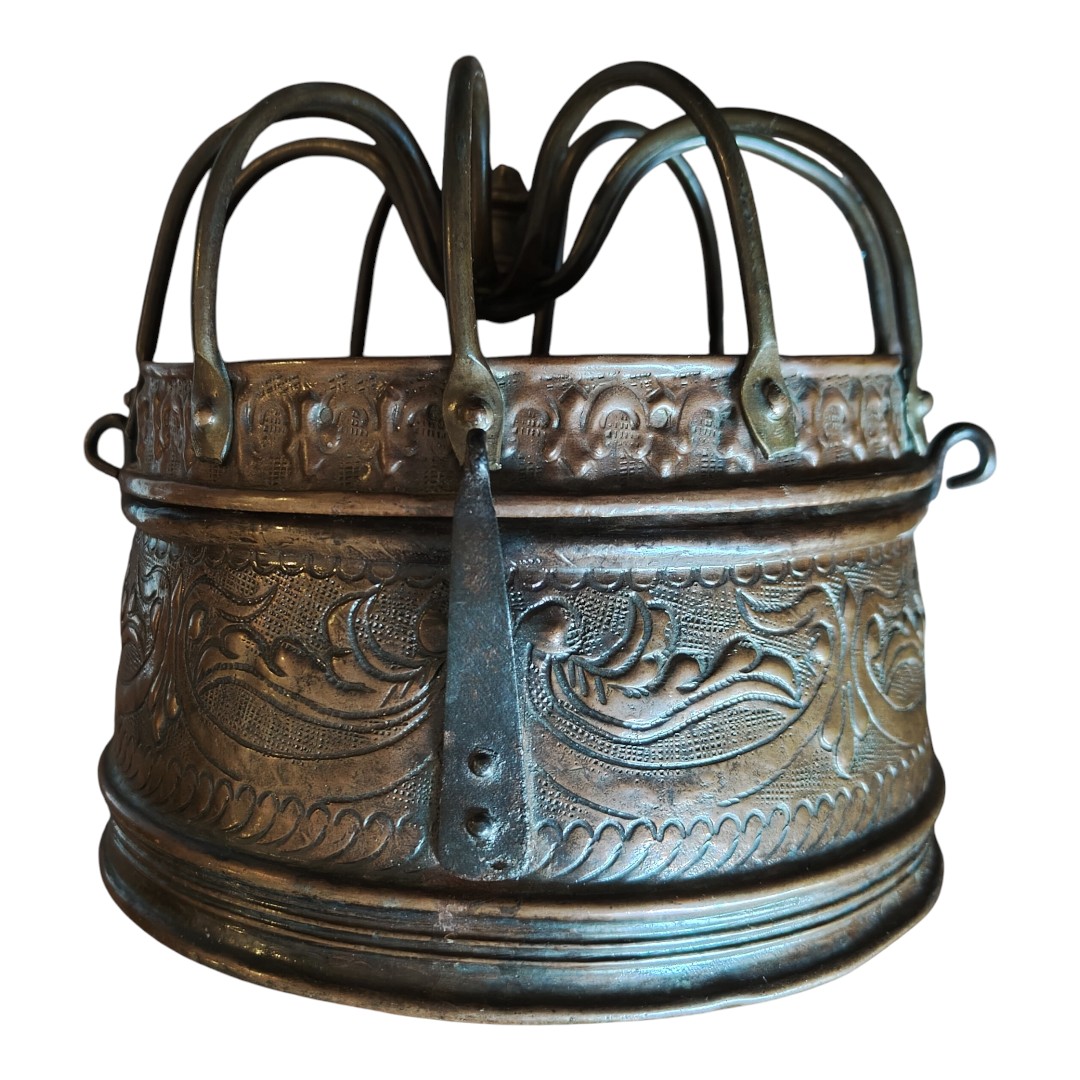 Raffinato scaldino in rame Italia XVIII secolo-photo-3