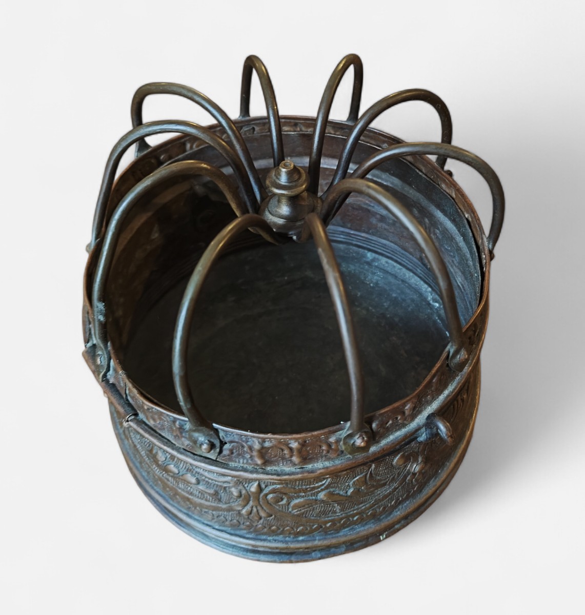 Raffinato scaldino in rame Italia XVIII secolo-photo-5