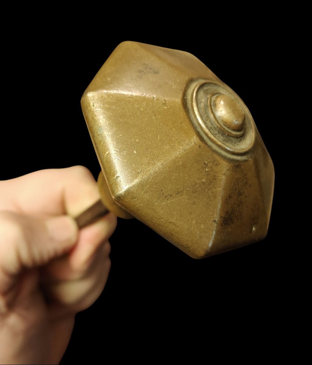 Grande pomolo ottagonale in ottone-photo-2