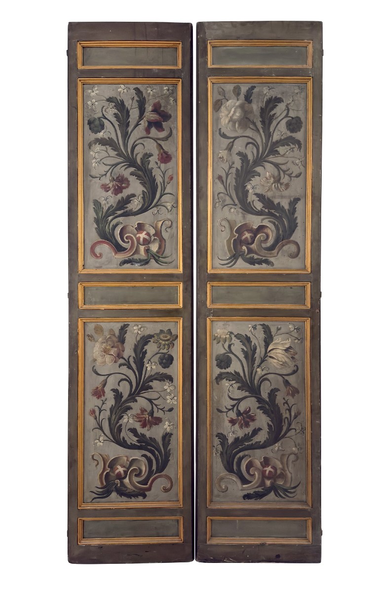 Bella coppia di porte a due ante dipinte Roma XVIII secolo -photo-2