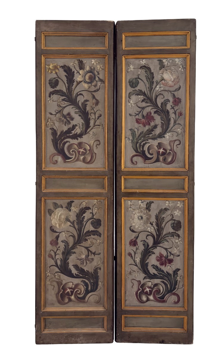 Bella coppia di porte a due ante dipinte Roma XVIII secolo -photo-3