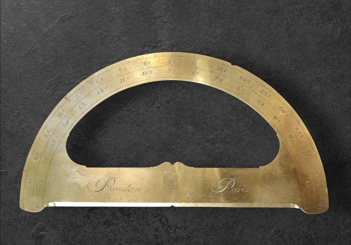 Goniometro in ottone dorato firmato "Poudra à Paris" inizio XIX secolo-photo-2