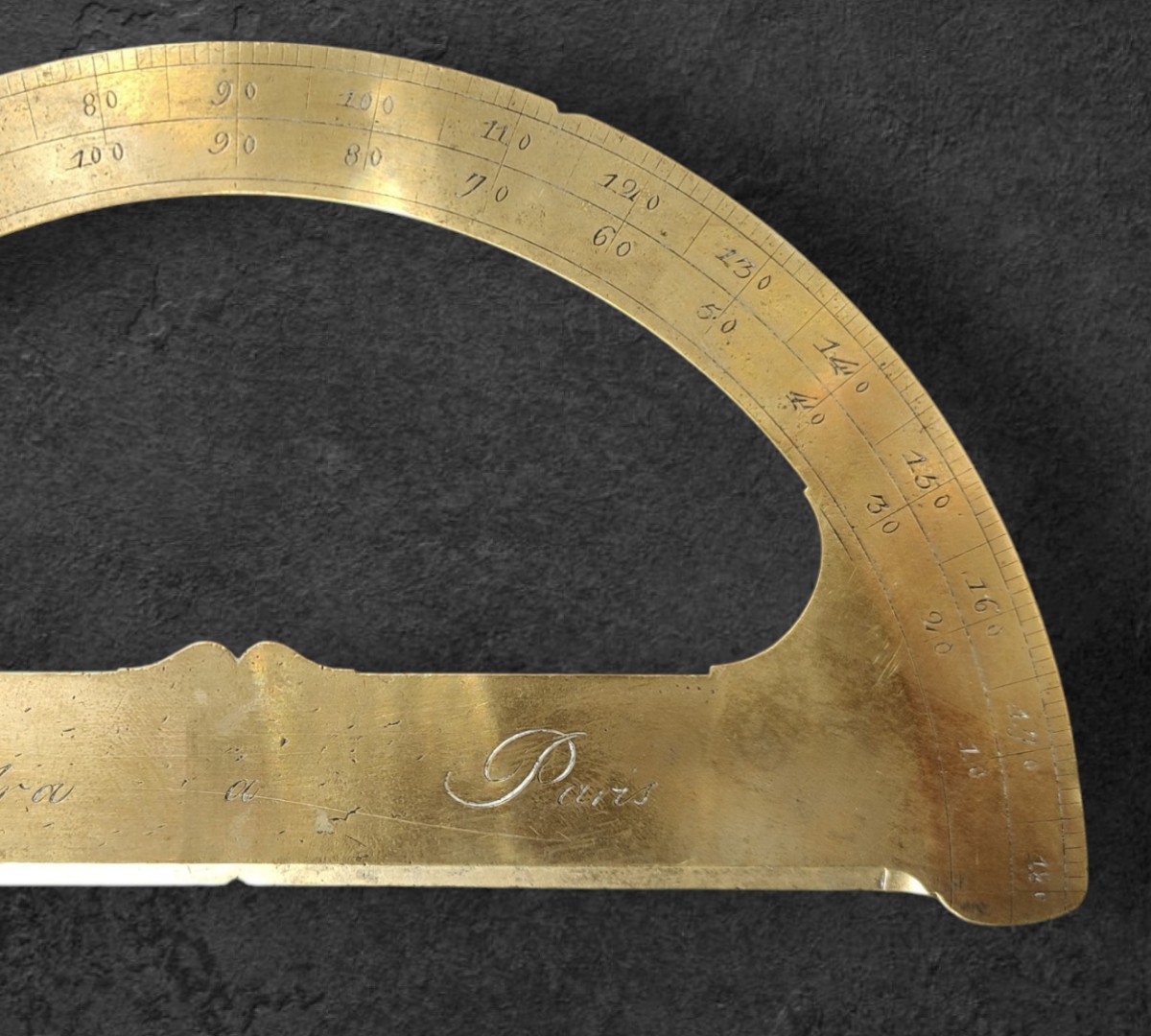 Goniometro in ottone dorato firmato "Poudra à Paris" inizio XIX secolo-photo-3