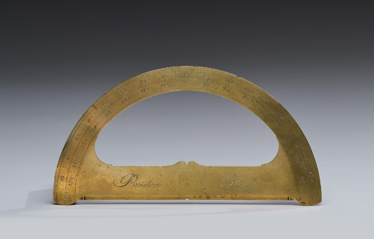 Goniometro in ottone dorato firmato "Poudra à Paris" inizio XIX secolo