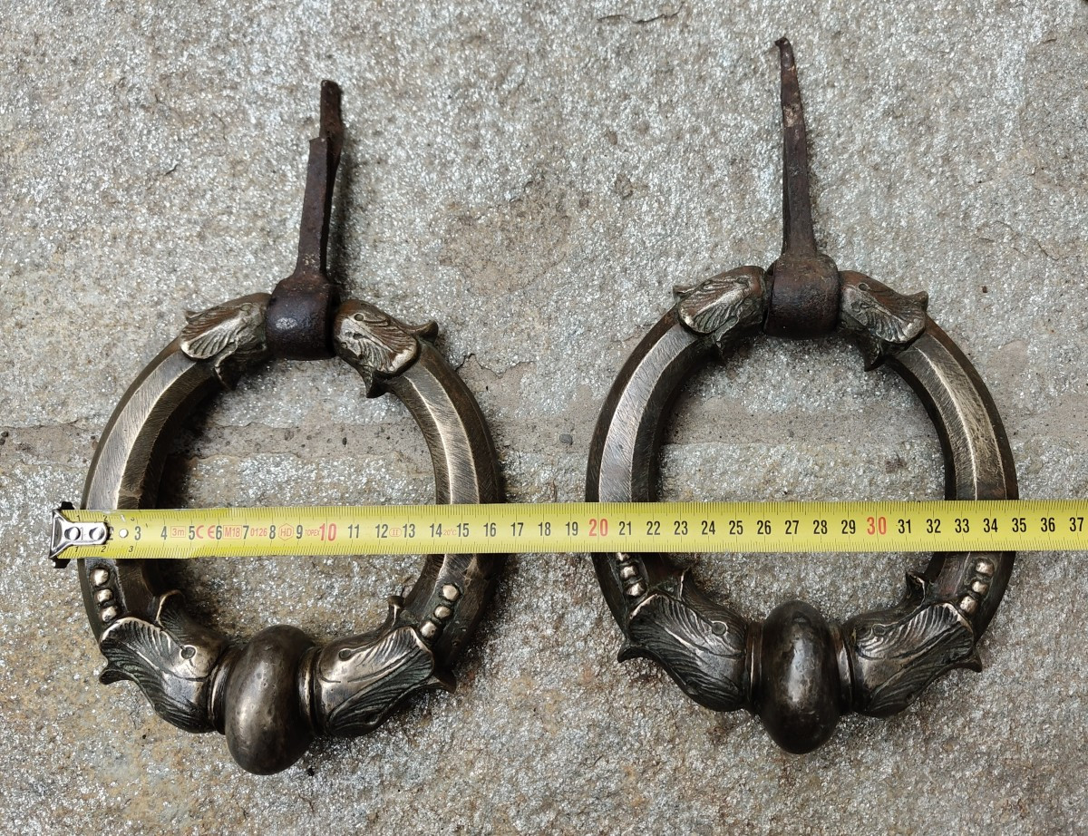 Grande coppia di battiporta in bronzo Milano fine XVII-inizio XVIII secolo-photo-2