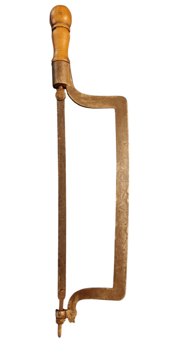 Bella sega in ferro forgiato terminale zoomorfo con manico in bosso  XVIII secolo-photo-3