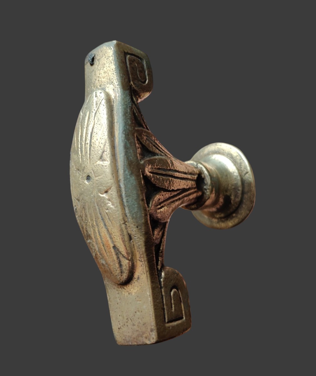 Maniglia di porta in ferro forgiato e dorato in stile Luigi XVI-photo-3