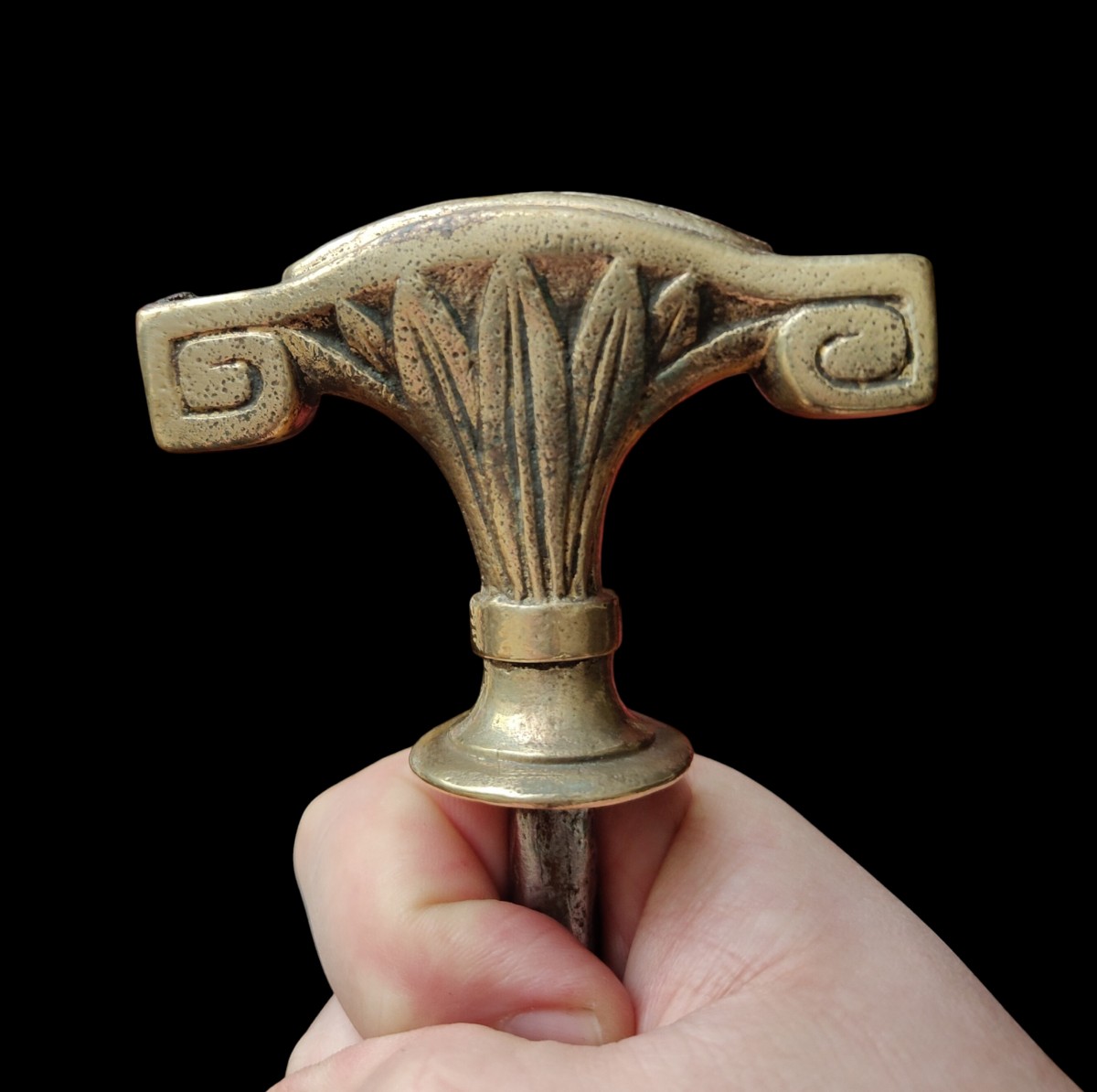 Maniglia di porta in ferro forgiato e dorato in stile Luigi XVI-photo-4