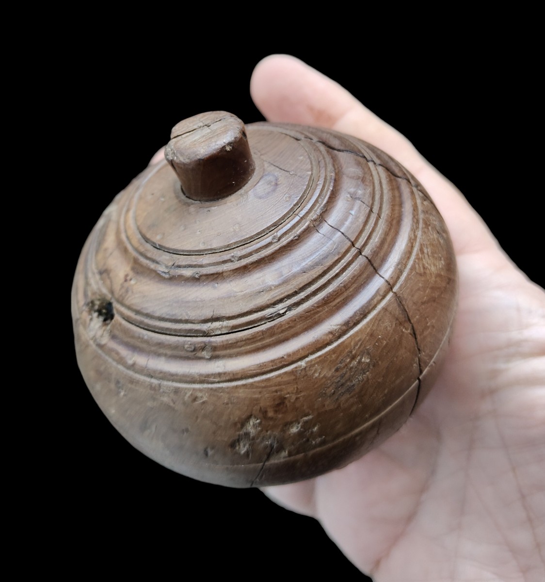 Grande trottola in bosso tornito XIX secolo-photo-2