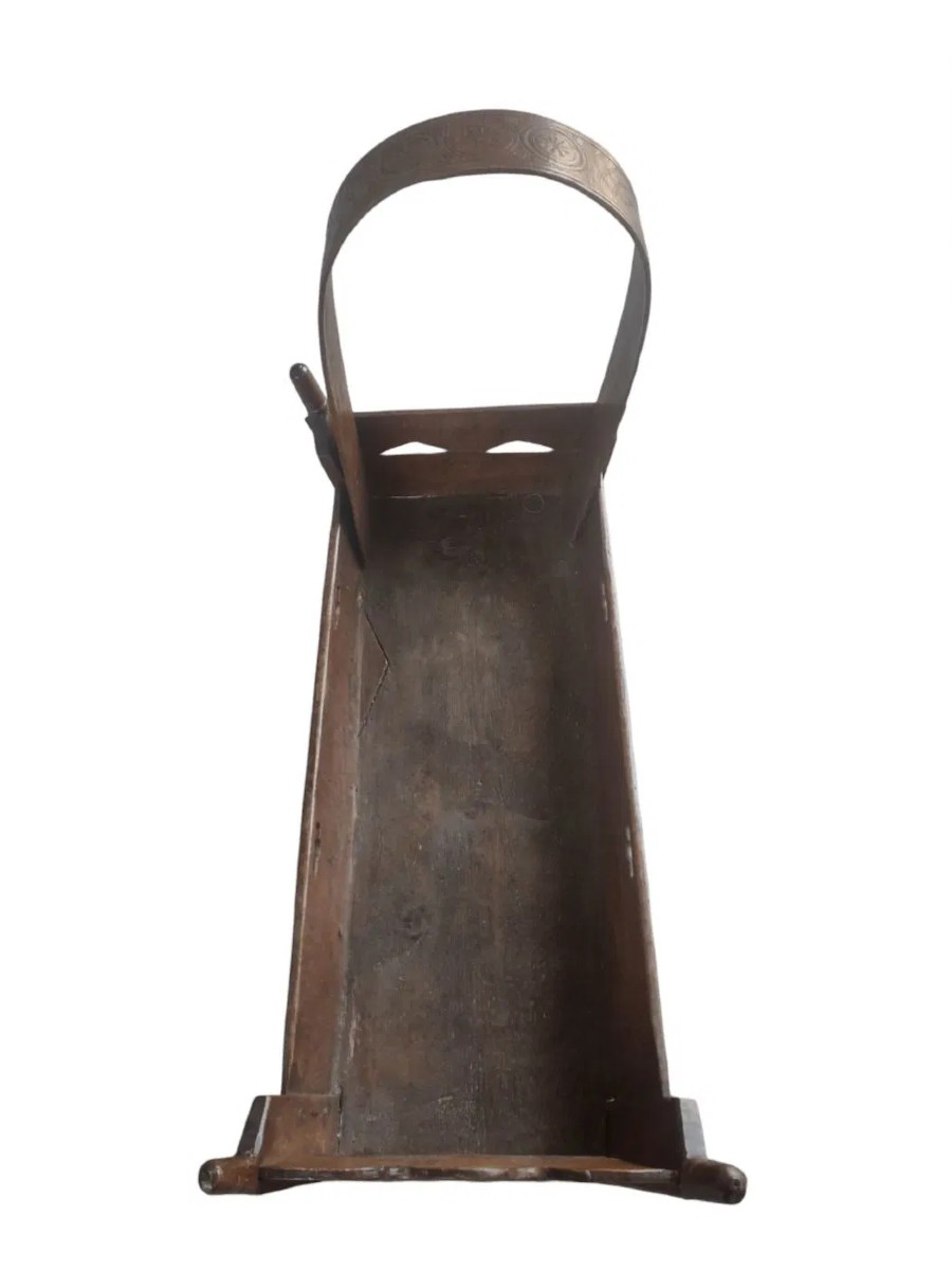 Splendida culla valessiana in legno dipinto prima metà XIX secolo-photo-3