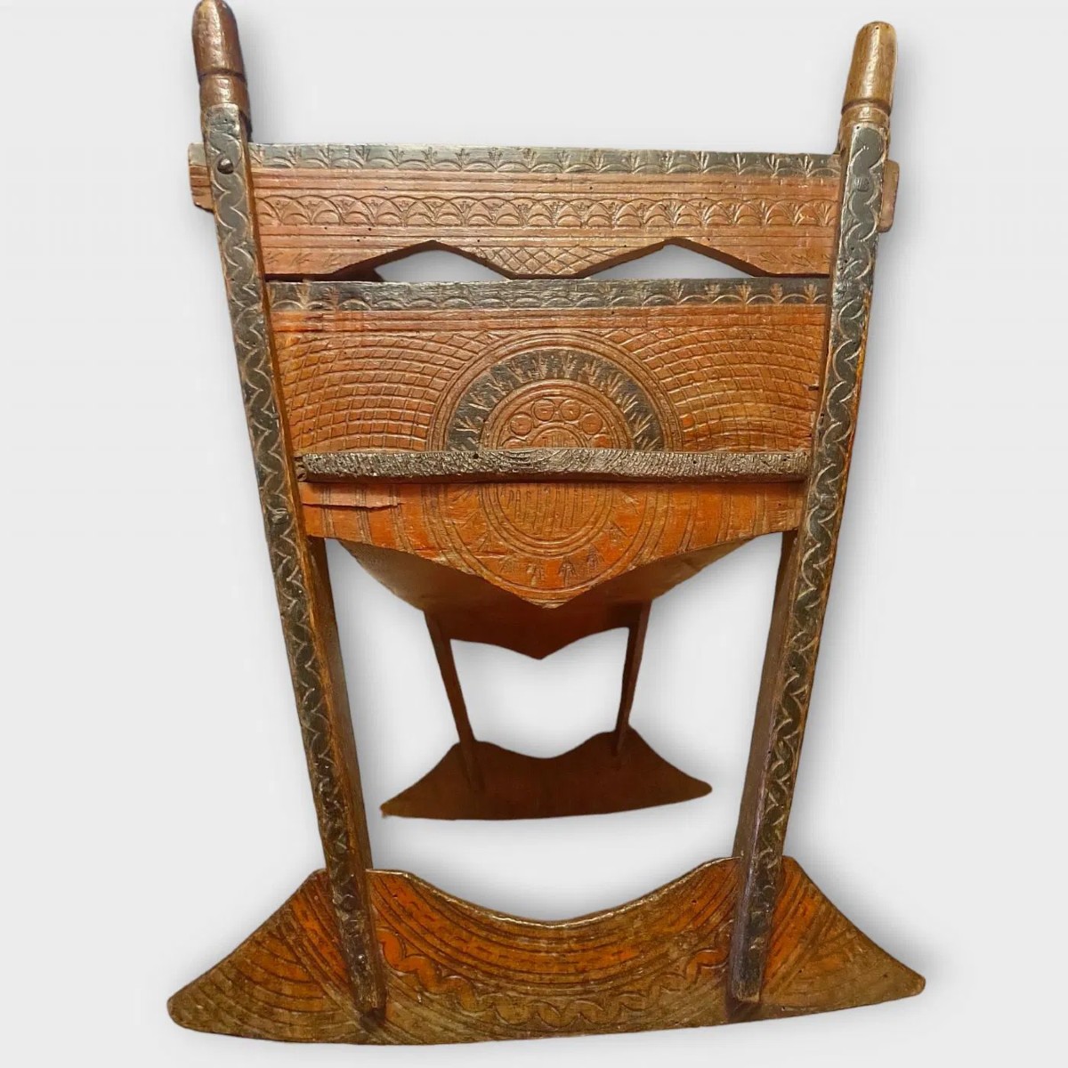 Splendida culla valessiana in legno dipinto prima metà XIX secolo-photo-5