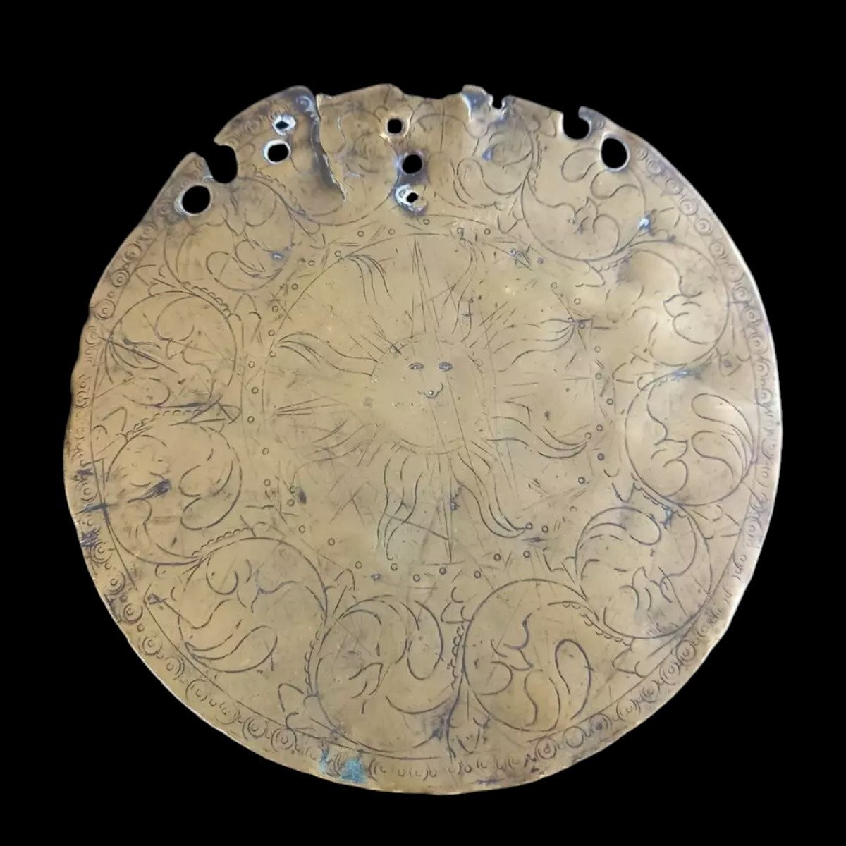 Placca per muli in ottone incisa XVIII secolo-photo-2