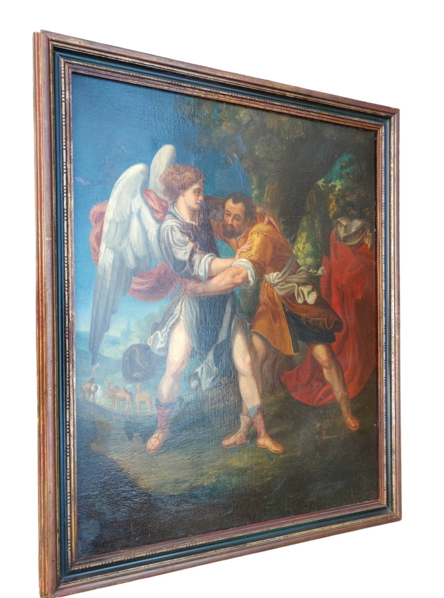 Lotta di Giacobbe con l'Angelo Scuola Emiliana XVII secolo-photo-2