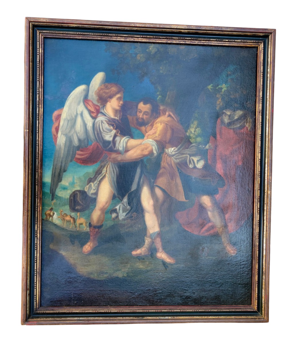 Lotta di Giacobbe con l'Angelo Scuola Emiliana XVII secolo-photo-1