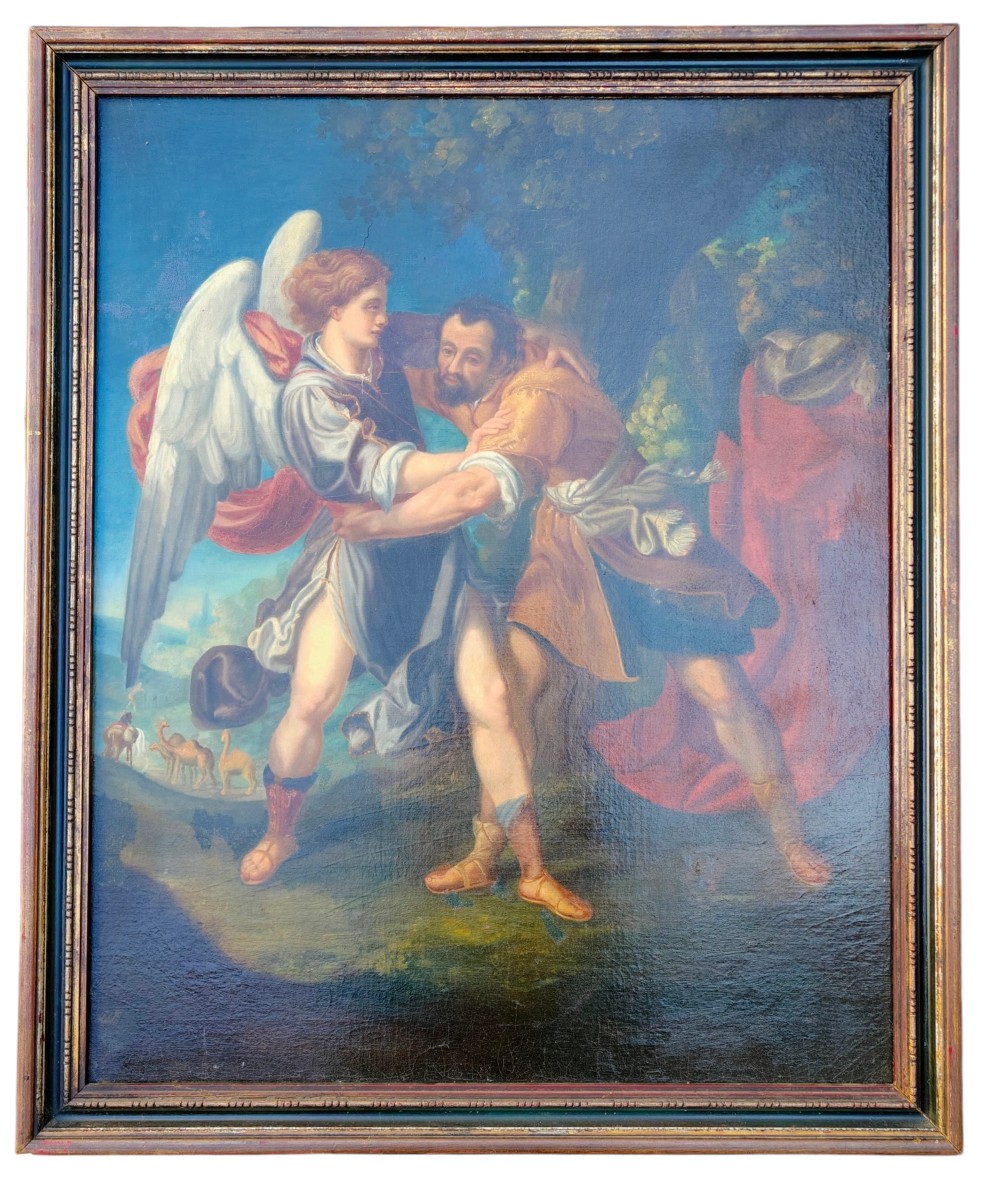 Lotta di Giacobbe con l'Angelo Scuola Emiliana XVII secolo-photo-2