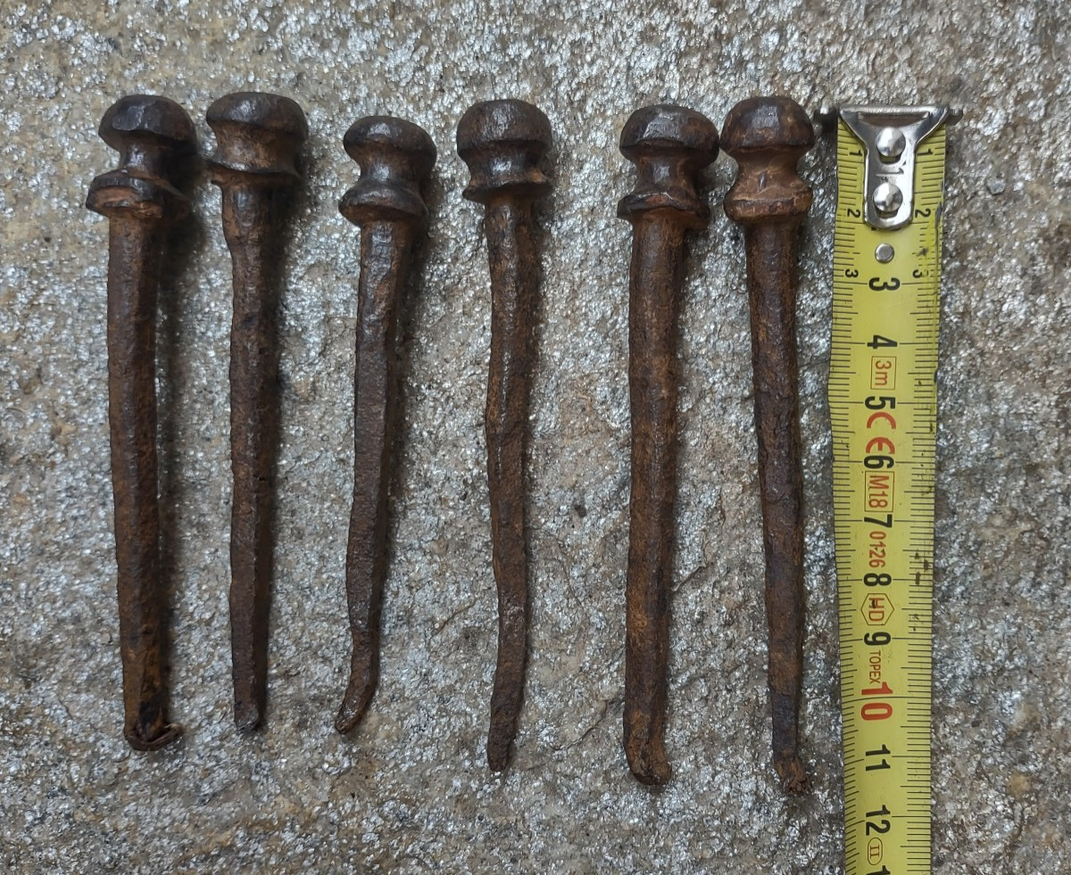 6 Chiodi romboidali a due elementi XVI secolo-photo-3